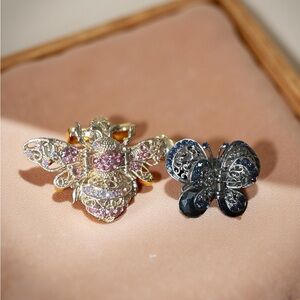 Gold and Pink, Black and Blue Butterfly Hair Clips